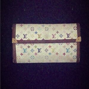 Louis Vuitton White Multicolor Monogram Fold Wallet